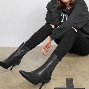 Anine Bing Stevie Tall Sleek Black Ankle Booties